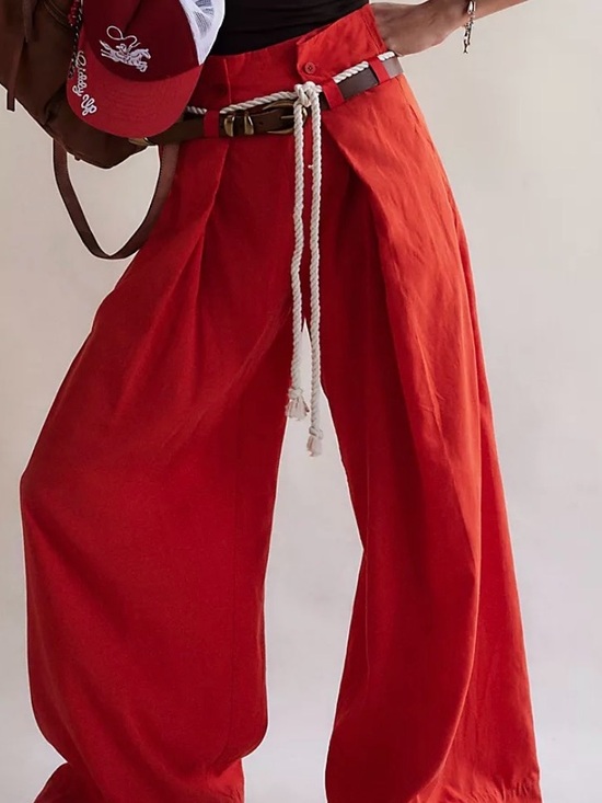 Free People Dimes Tie Trousers. NWT. Red alert
